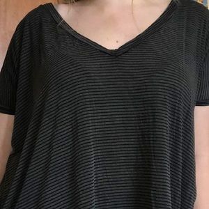 Brandy Melville Grey and Black High Low V-neck